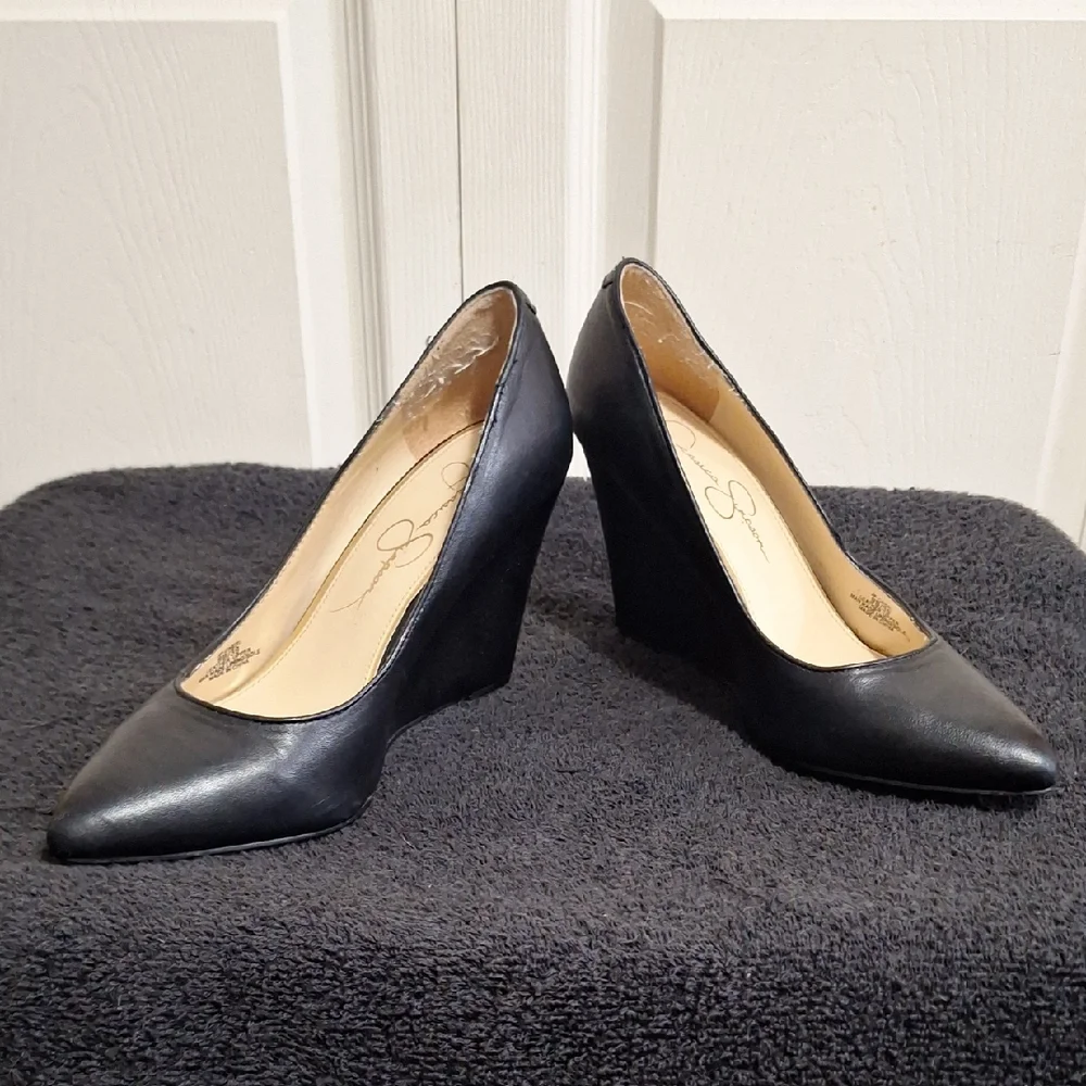 Jessica Simpson Classic Black Slip-On Wedges-9